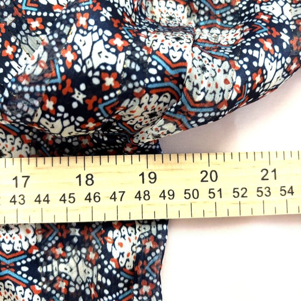 Maison d'Amelie High Collar‎ Long Sleeve Blouse - Royal/Orange/White - Size S - Picture 9 of 12